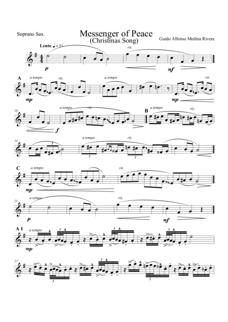 Messenger Of Peace Version Saxophone Quartett Sheet Music