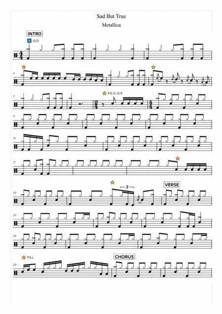 Metallica Sad But True Sheet Music