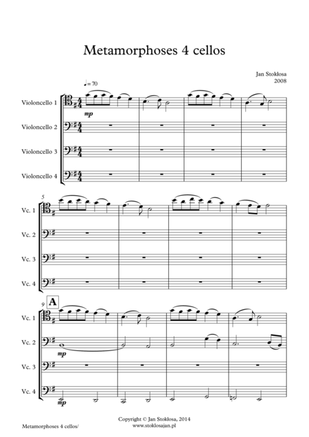 Free Sheet Music Metamorphoses 4 Cellos