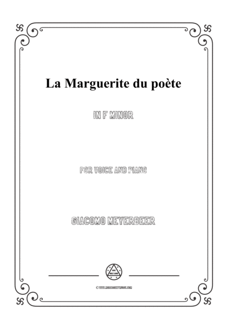 Free Sheet Music Meyerbeer La Marguerite Du Pote In F Minor For Voice And Piano