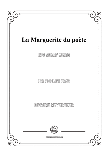 Meyerbeer La Marguerite Du Pote In G Sharp Minor For Voice And Piano Sheet Music