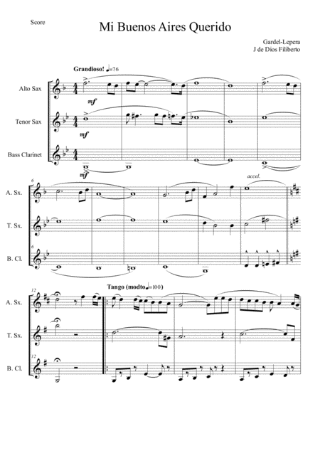 Free Sheet Music Mi Buenos Aires Querido