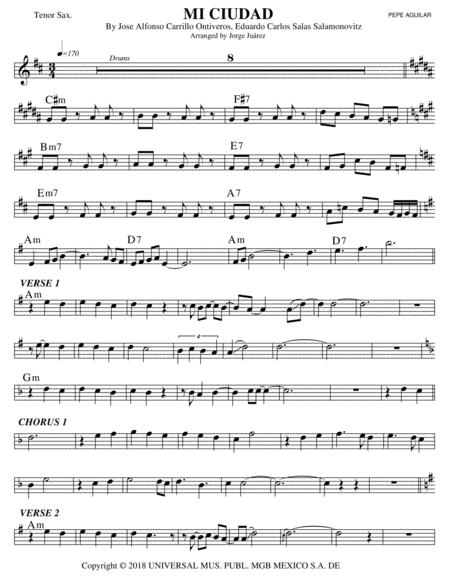 Free Sheet Music Mi Ciudad Tenor Sax