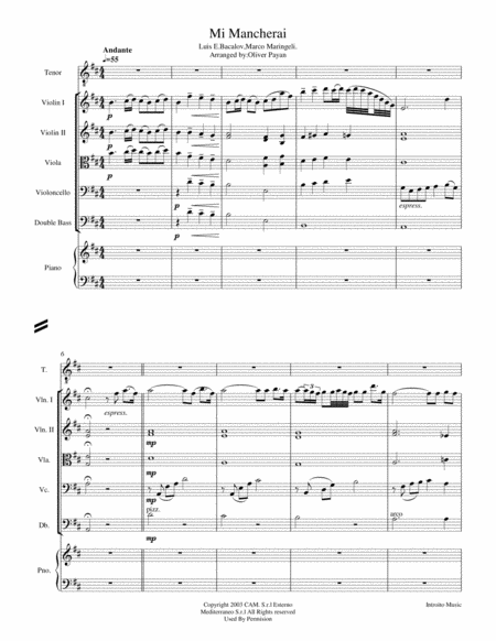 Free Sheet Music Mi Mancherai