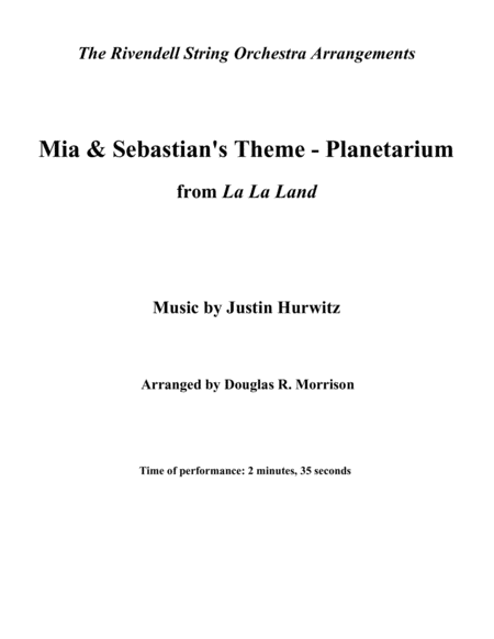 Free Sheet Music Mia Sebastians Theme Planetarium