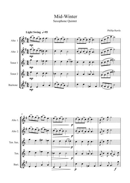 Mid Winter Saxophone Quintet Aattb Sheet Music