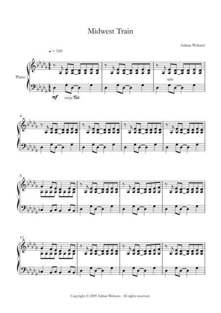 Midwest Train Crusaderbeach Fun Upbeat Piano Solo Sheet Music