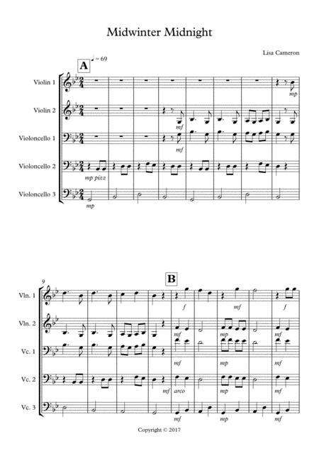 Free Sheet Music Midwinter Midnight String Ensemble