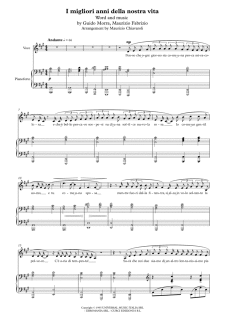 Free Sheet Music Migliori Anni Della Nostra Vita I