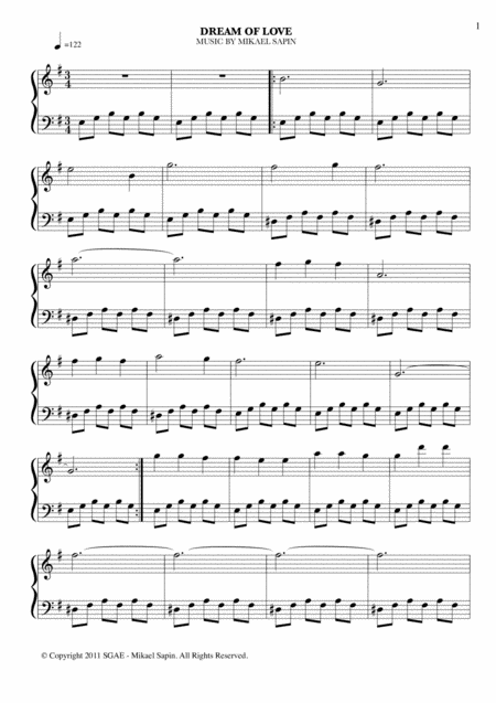 Mikael Sapin Dream Of Love Sheet Music