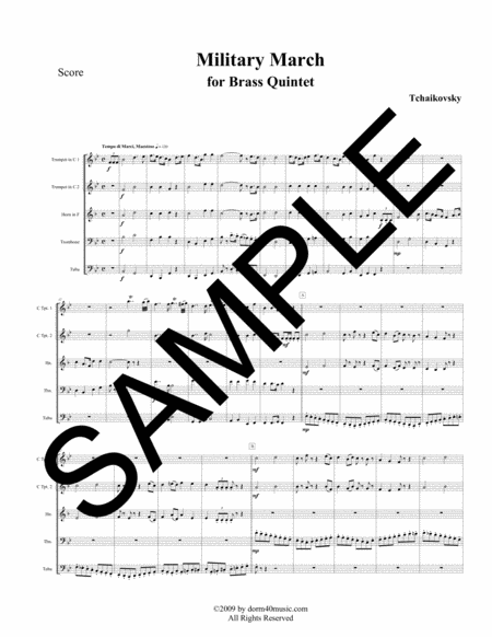 Military March For Brass Quintet Sheet Music