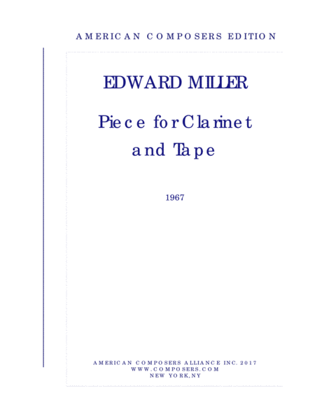 Free Sheet Music Millere Piece For Clarinet And Tape