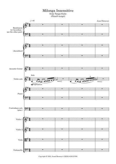 Milonga Insensitive From Tango Suite A4 Version Sheet Music