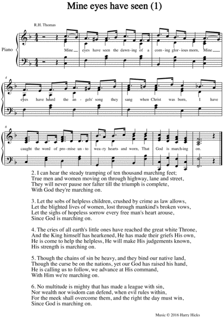 Free Sheet Music Mine Eyes Have Seen A New Tune To A Wonderful Old Hymn
