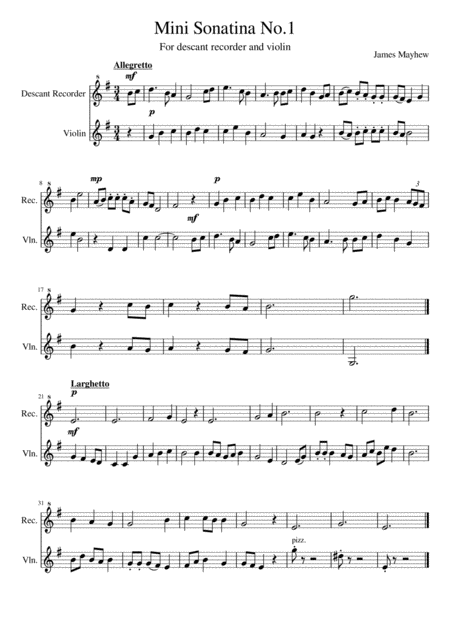 Mini Sonatina No 1 Sheet Music