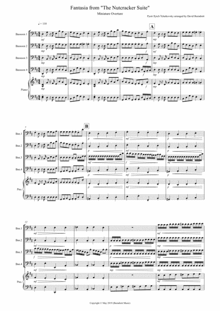 Miniature Overture Fantasia From Nutcracker For Bassoon Quartet Sheet Music