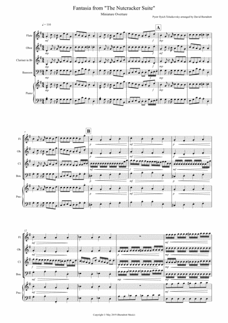 Miniature Overture Fantasia From Nutcracker For Wind Quartet Sheet Music