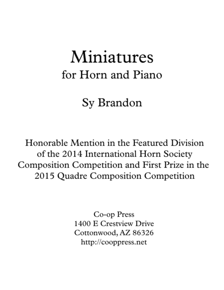 Free Sheet Music Miniatures For Horn And Piano