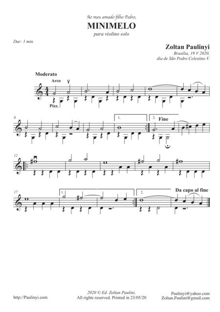 Free Sheet Music Minimelo For Solo Violin