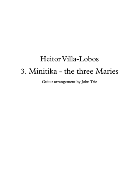 Minitika The Three Maries Guitar Tablature Sheet Music