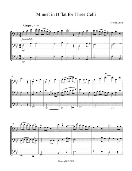 Minuet For 3 Celli Sheet Music