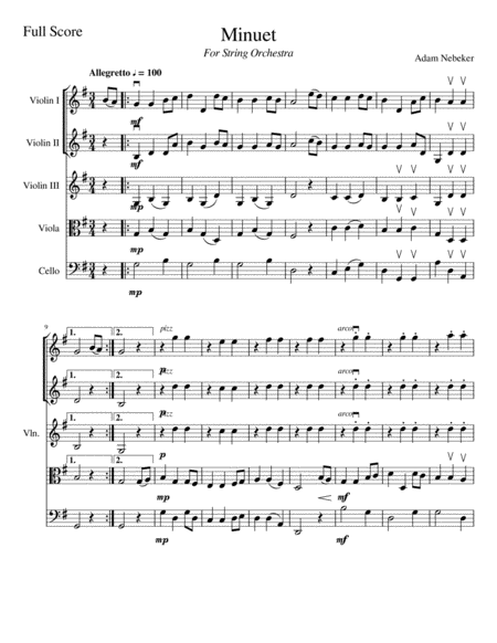 Minuet For String Orchestra Sheet Music