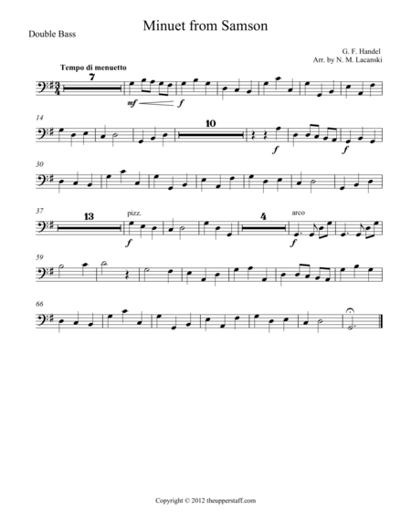 Free Sheet Music Minuet From Samson