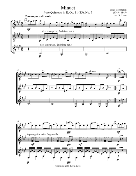 Minuet Guitar Trio Score And Parts Sheet Music