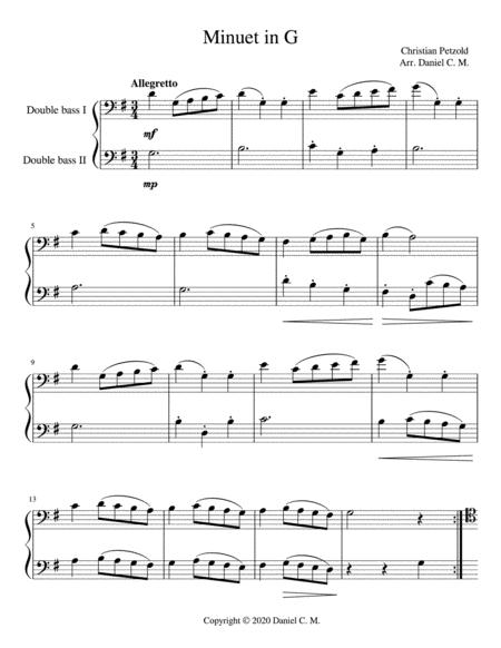 Minuet In G Double Bass Duet Sheet Music