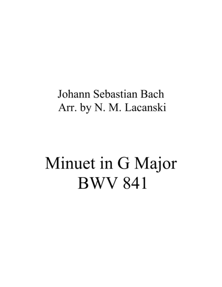 Free Sheet Music Minuet In G Major Bwv 841