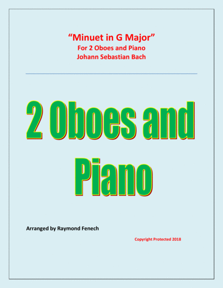 Free Sheet Music Minuet In G Major Js Bach 2 Oboes And Piano