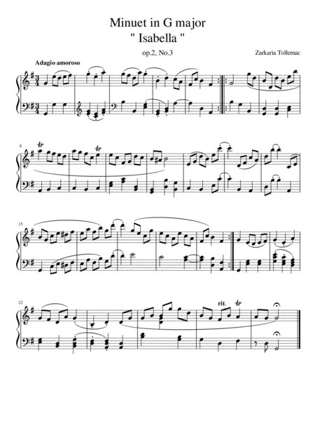 Minuet In G Major Op 2 No 3 Sheet Music