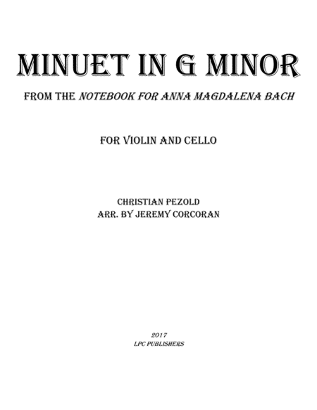 Free Sheet Music Minuet In G Minor From Notebook For Anna Magdelena Bach