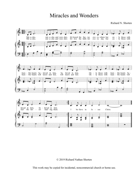 Free Sheet Music Miracles And Wonders