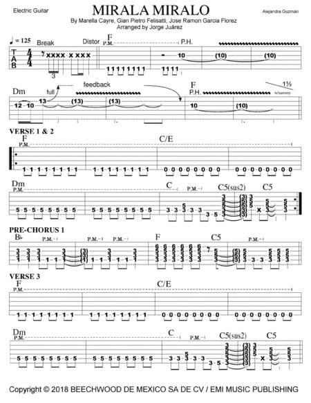 Free Sheet Music Mirala Miralo Guitar Tab