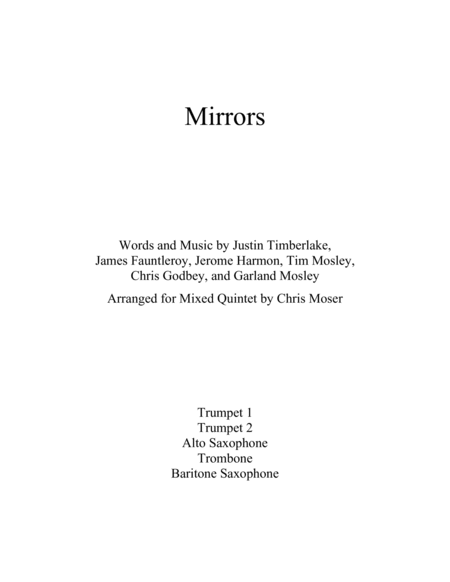 Mirrors Mixed Brass And Woodwind Quintet Sheet Music