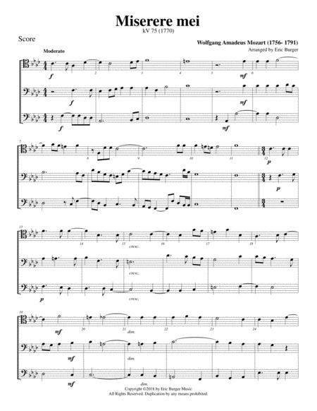 Miserere Mei For Trombone Or Low Brass Trio Sheet Music