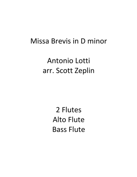 Missa Brevis In D Minor Sheet Music