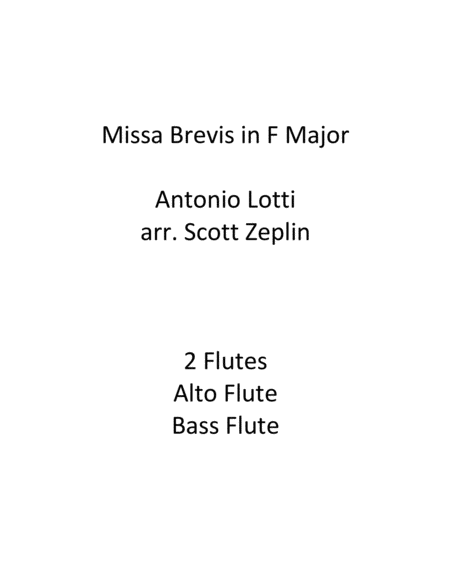 Free Sheet Music Missa Brevis In F Major