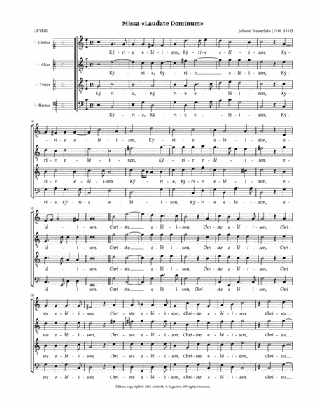 Free Sheet Music Missa Laudate Dominum A 4 Steuerlein