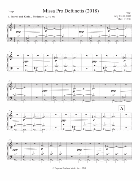 Missa Pro Defunctis 2018 Harp Part Sheet Music