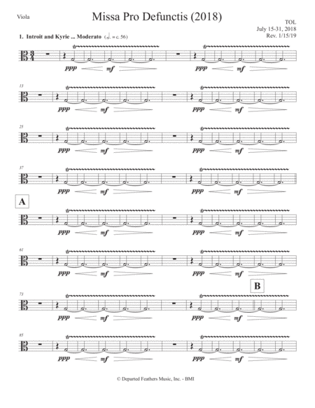 Missa Pro Defunctis 2018 Viola Part Sheet Music