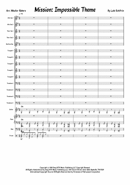 Free Sheet Music Mission Impossible Theme For Big Band