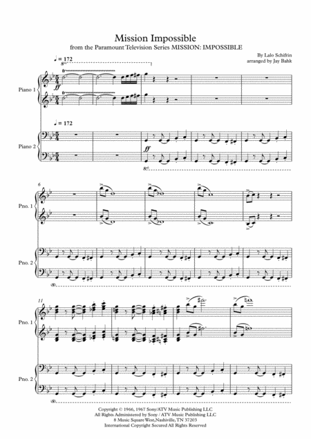 Mission Impossible Theme From The Paramount Television Series Mission Impossible Sheet Music