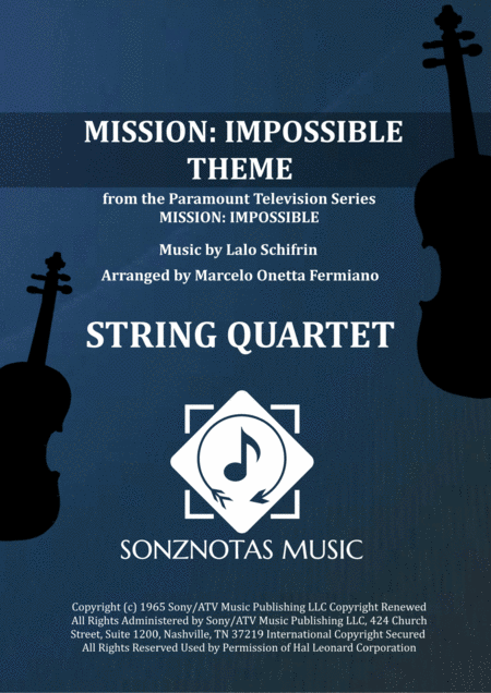 Mission Impossible Theme Sheet Music For String Quartet Score And Parts Sheet Music