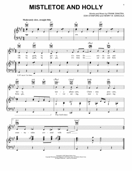 Free Sheet Music Mistletoe And Holly