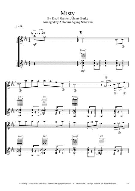 Free Sheet Music Misty Duet Guitar Score