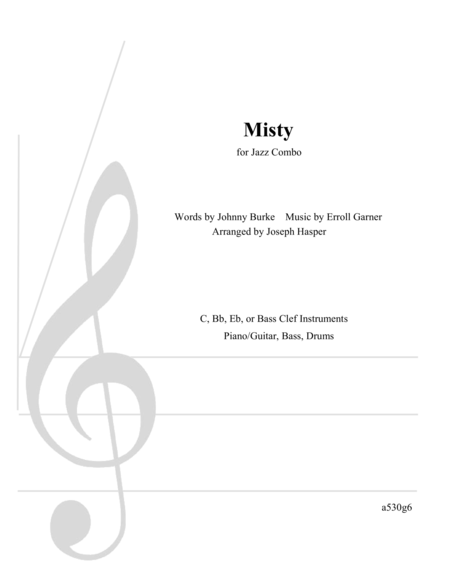 Misty Stock Arrangement For Jazz Combo Sheet Music