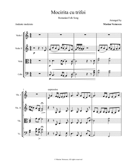 Free Sheet Music Mocirita Cu Trifoi Romanian Folk Song