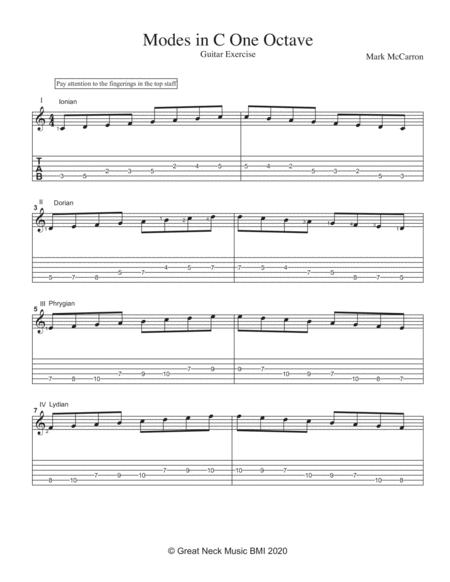 Modes In C One Octave Sheet Music